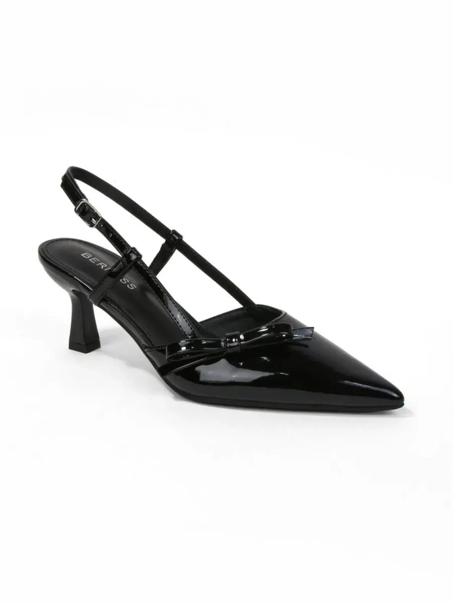 Туфли-лодочки Cornelia Bow Accented Patent Slingback Heels BERNESS — изображение 1 из 6, черный
