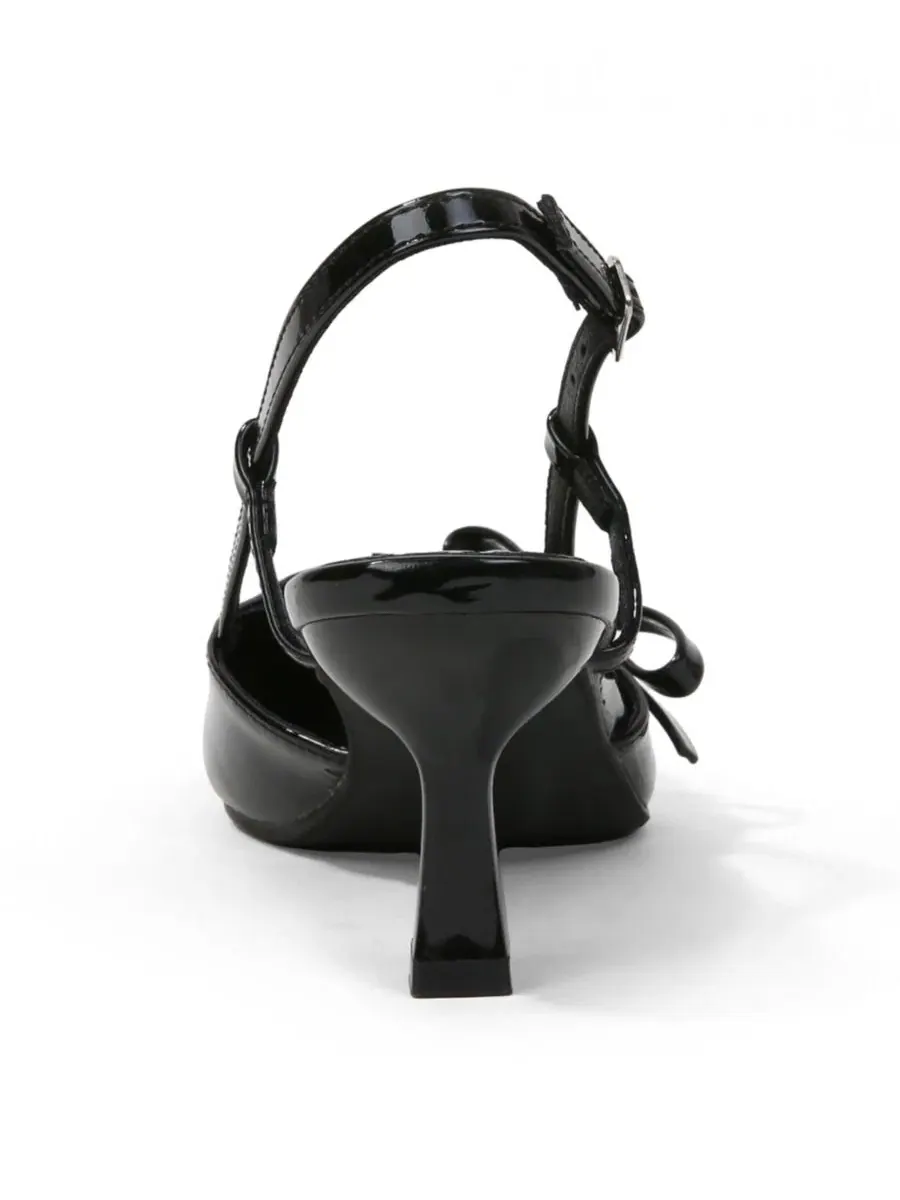 Туфли-лодочки Cornelia Bow Accented Patent Slingback Heels BERNESS — изображение 3 из 6, черный