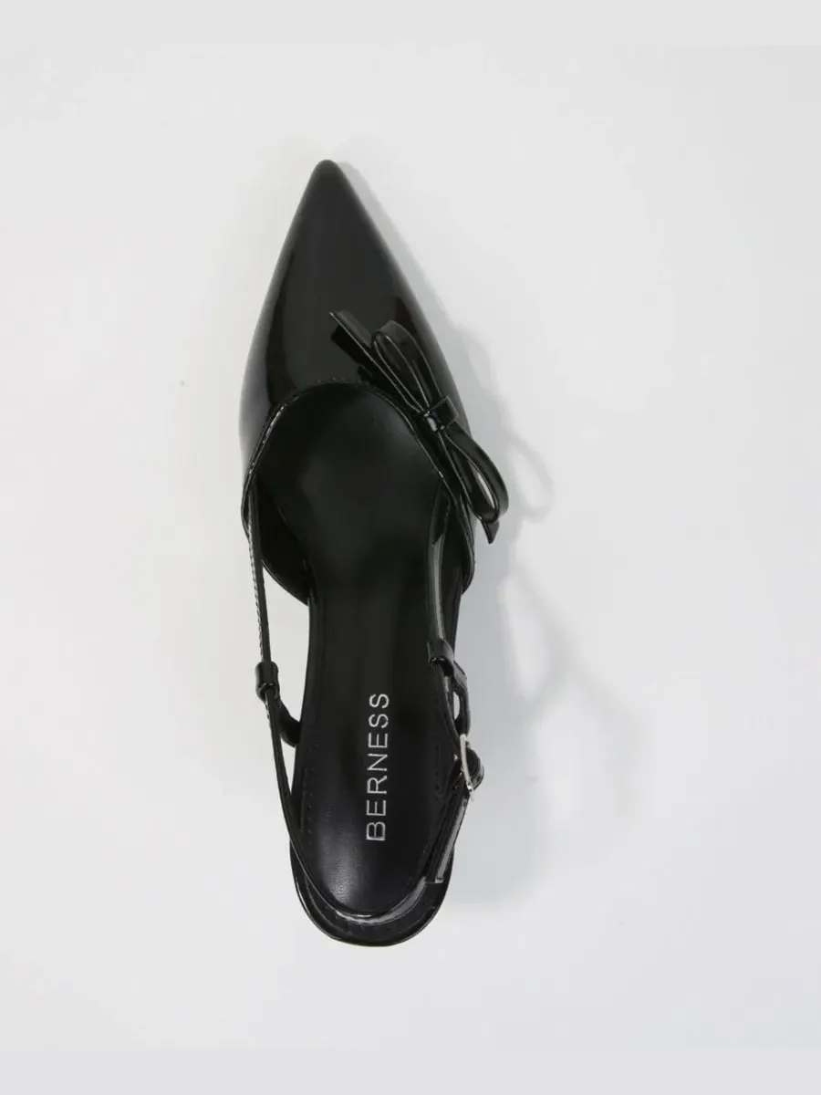 Туфли-лодочки Cornelia Bow Accented Patent Slingback Heels BERNESS — изображение 4 из 6, черный