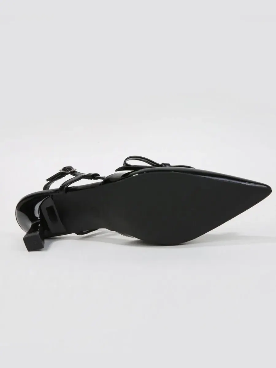 Туфли-лодочки Cornelia Bow Accented Patent Slingback Heels BERNESS — изображение 5 из 6, черный