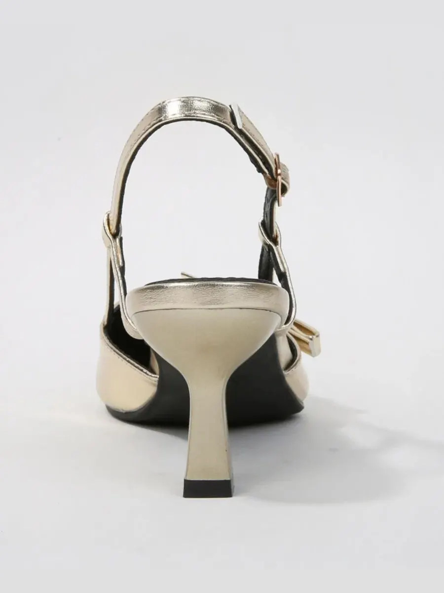 Туфли-лодочки Cornelia Bow Accented Patent Slingback Heels BERNESS — изображение 3 из 6, золото
