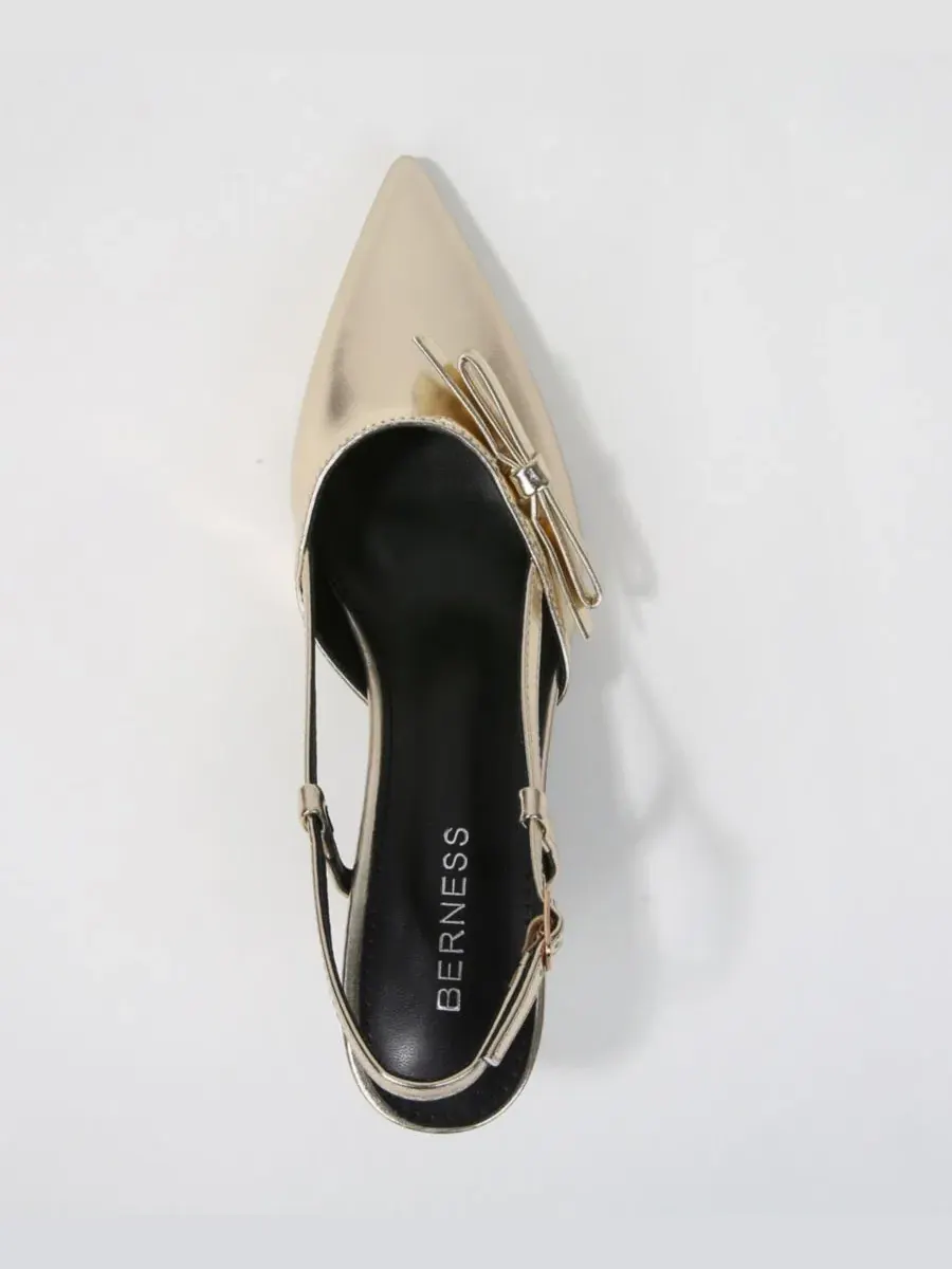Туфли-лодочки Cornelia Bow Accented Patent Slingback Heels BERNESS — изображение 4 из 6, золото