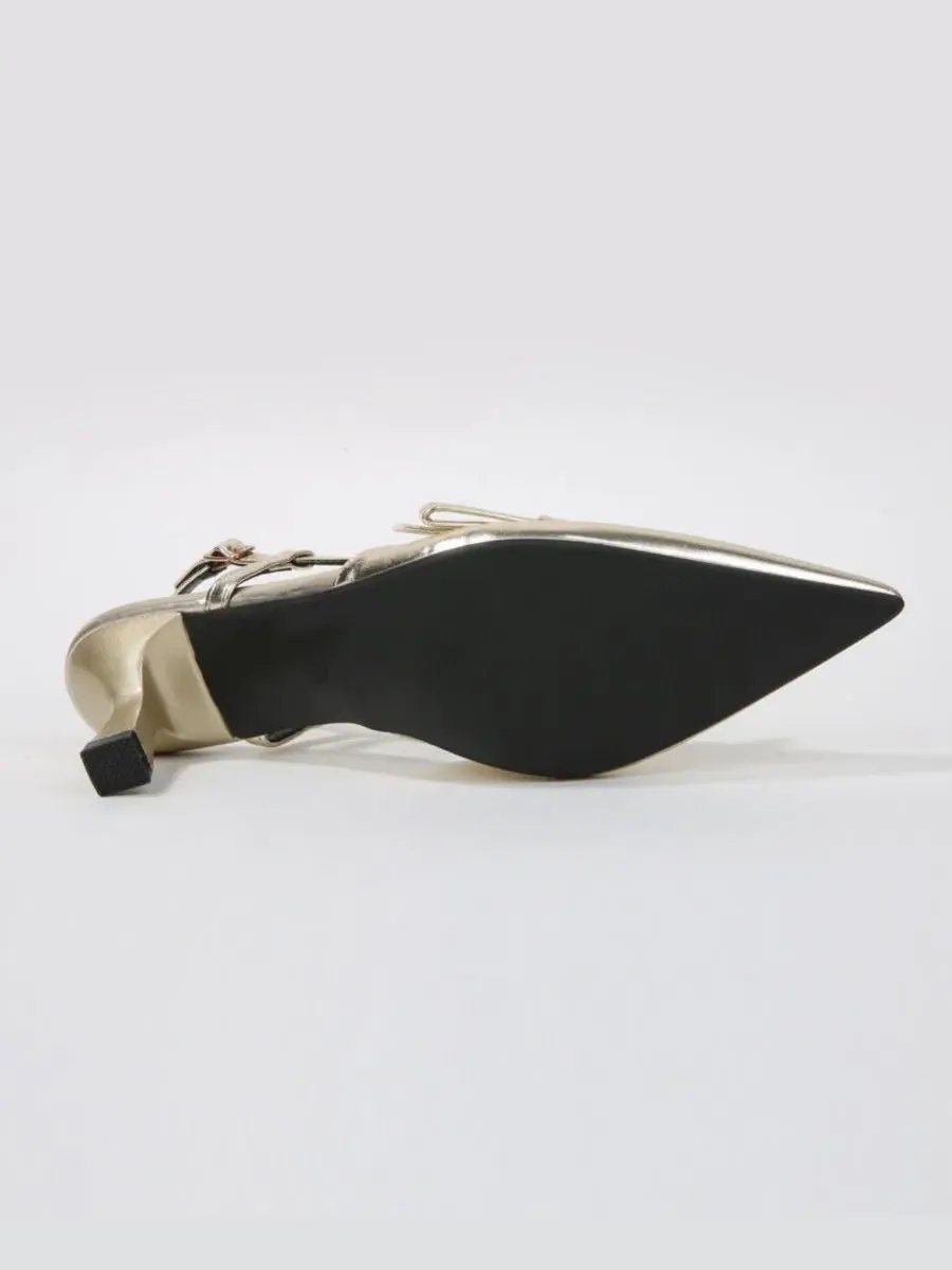 Туфли-лодочки Cornelia Bow Accented Patent Slingback Heels BERNESS — изображение 5 из 6, золото