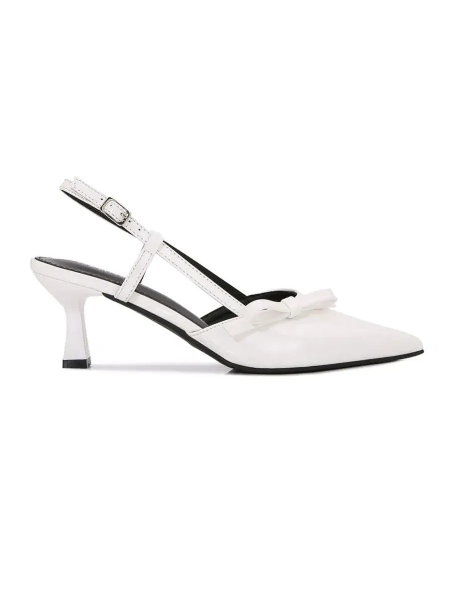 Туфли-лодочки Cornelia Bow Accented Patent Slingback Heels BERNESS — изображение 2 из 6, белый
