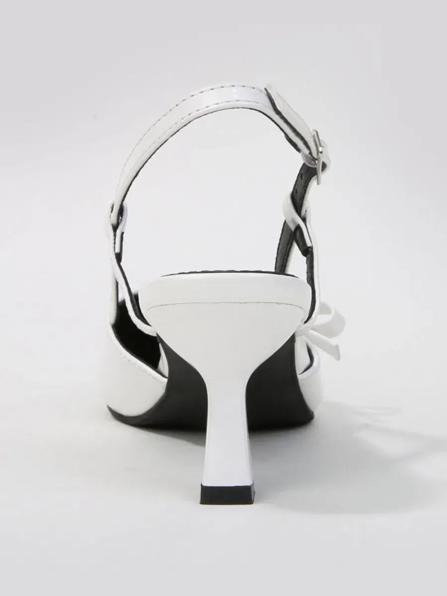 Туфли-лодочки Cornelia Bow Accented Patent Slingback Heels BERNESS — изображение 3 из 6, белый