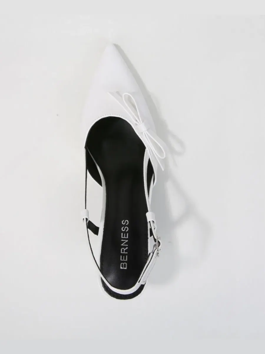 Туфли-лодочки Cornelia Bow Accented Patent Slingback Heels BERNESS — изображение 4 из 6, белый
