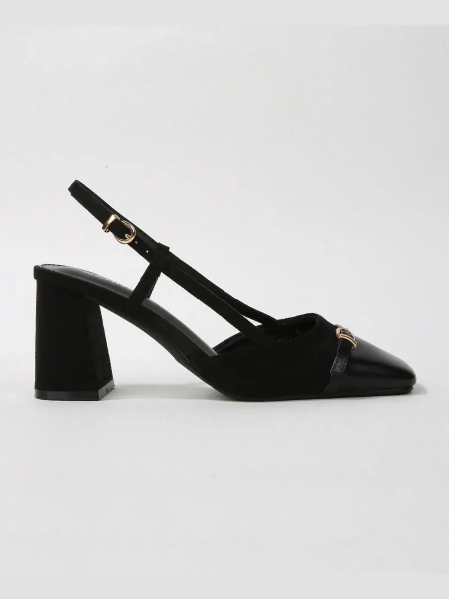 Туфли на каблуке Geena Toe Cap Slingback with Buckle Accent BERNESS — изображение 2 из 5, черный