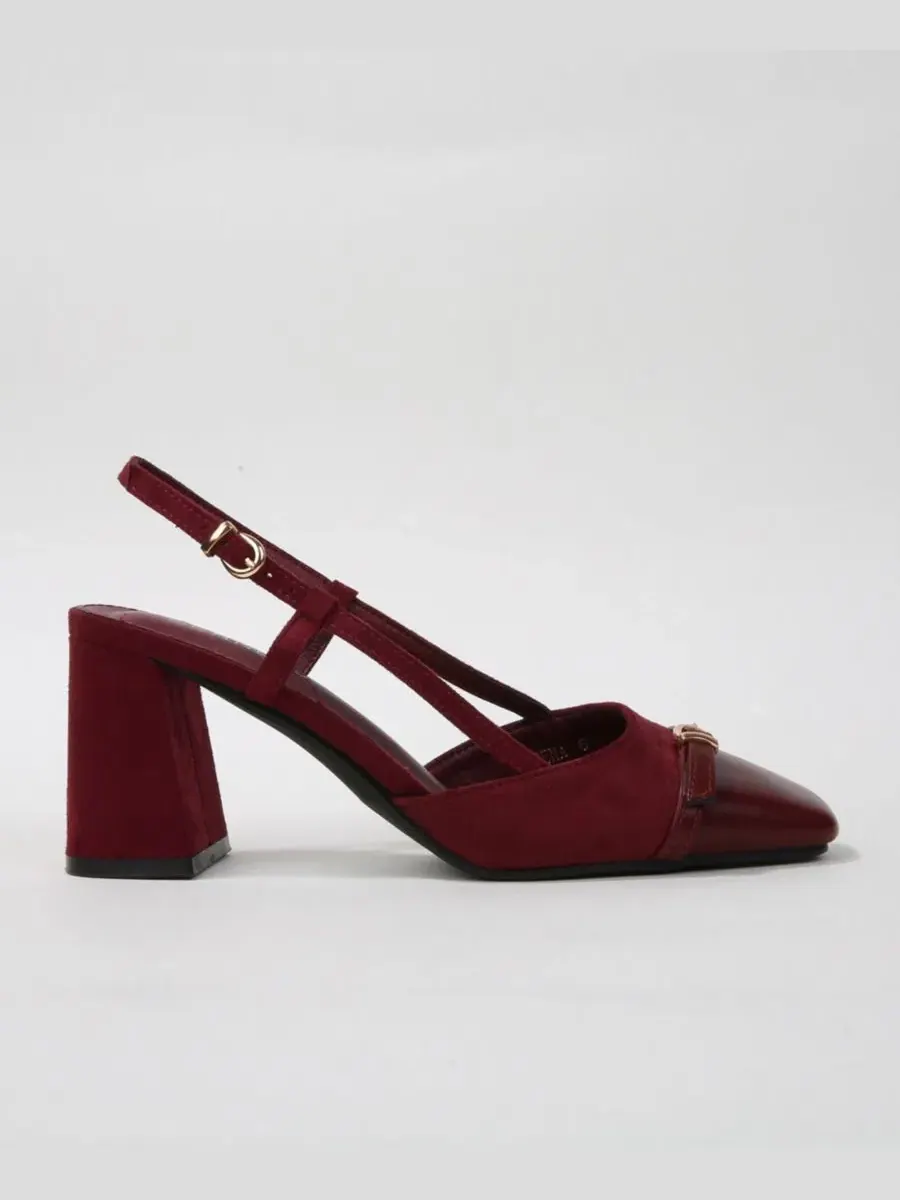 Женские босоножки на каблуке с мыском и пряжкой, модель Geena Toe Cap Slingback with Buckle Accent — изображение 2 из 5