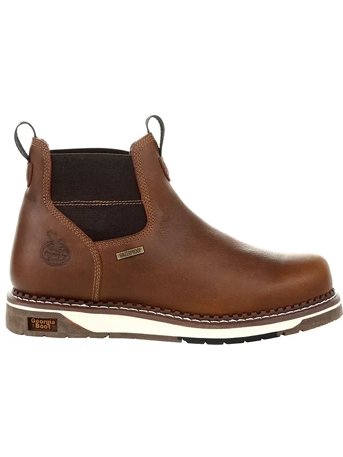 Мужские водонепроницаемые рабочие ботинки Chelsea AMP LT Wedge Georgia Boot — коричневый