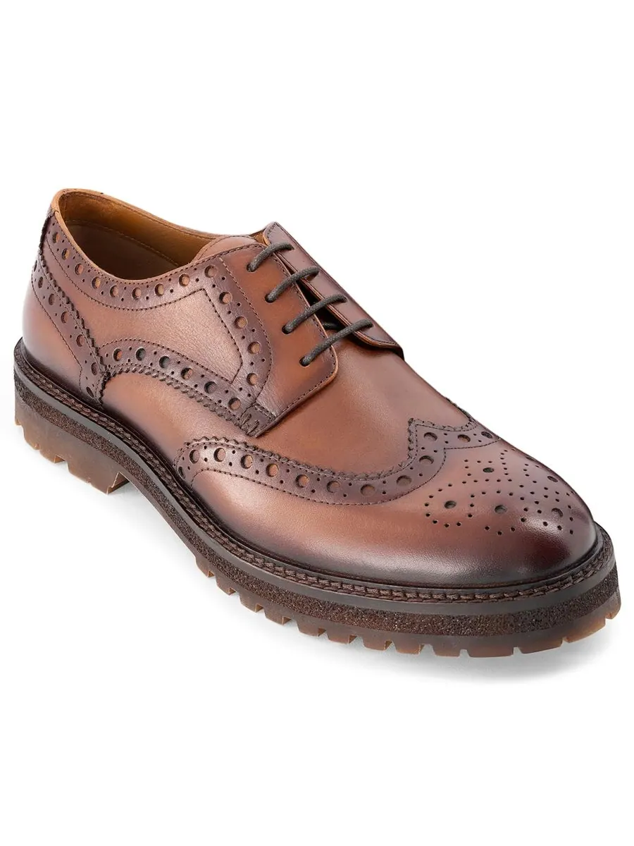 Мужские туфли Prescott Wingtip Derby с круглым носком Anthony Veer — бежевый