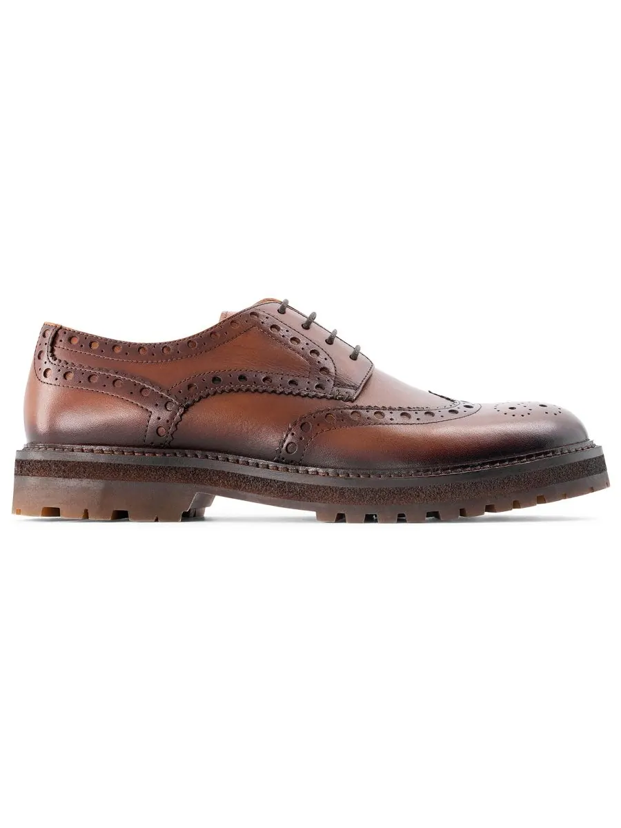 Мужские туфли Prescott Wingtip Derby с круглым носком Anthony Veer — изображение 2 из 5, бежевый