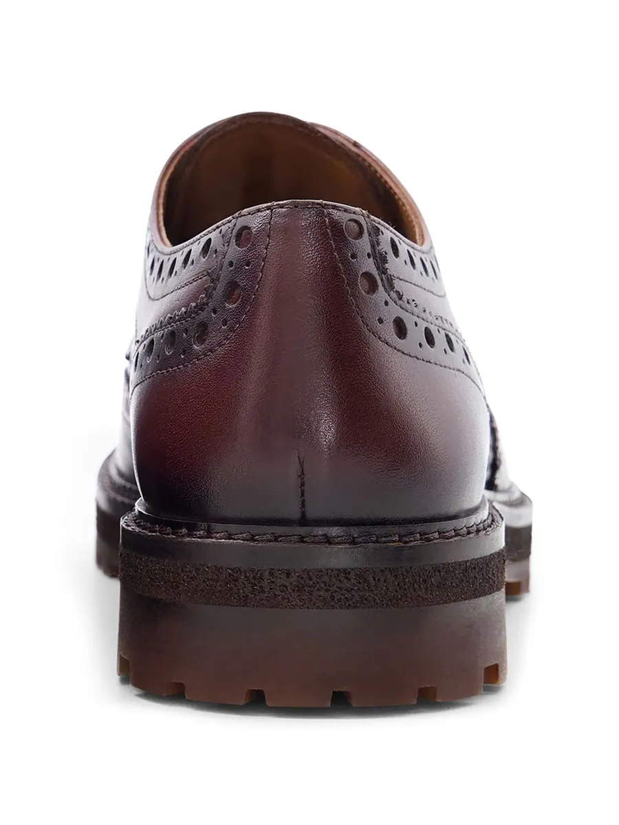Мужские туфли Prescott Wingtip Derby с круглым носком Anthony Veer — изображение 3 из 5, коричневый