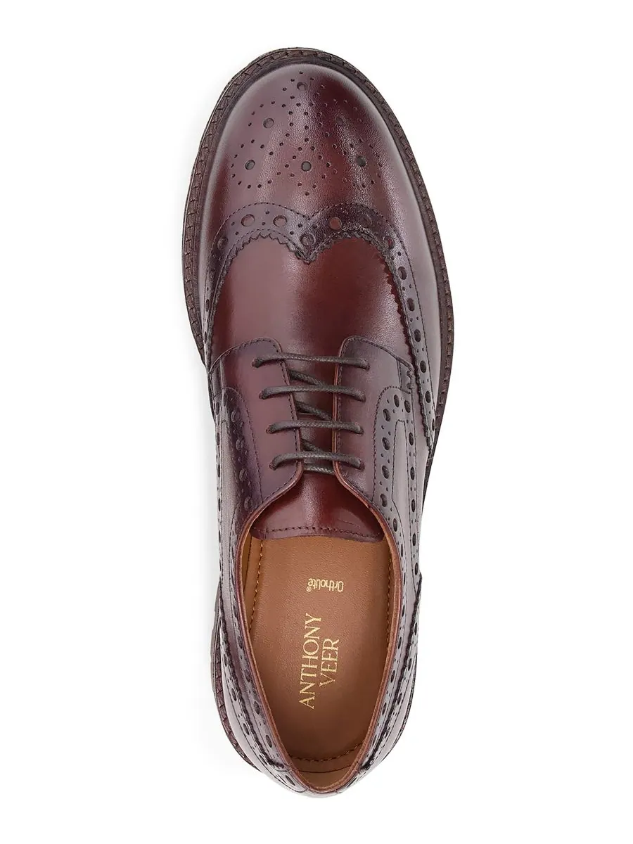 Мужские туфли Prescott Wingtip Derby с круглым носком Anthony Veer — изображение 4 из 5, коричневый