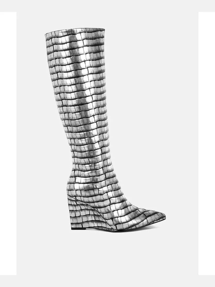 Женские высокие сапоги Bass Head Croco Metallic London Rag