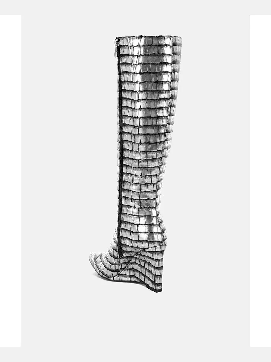 Женские высокие сапоги Bass Head Croco Metallic London Rag — изображение 2 из 7, черный