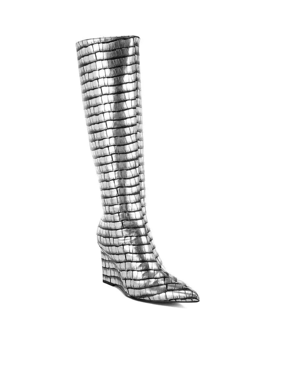 Женские высокие сапоги Bass Head Croco Metallic London Rag — изображение 3 из 7, черный