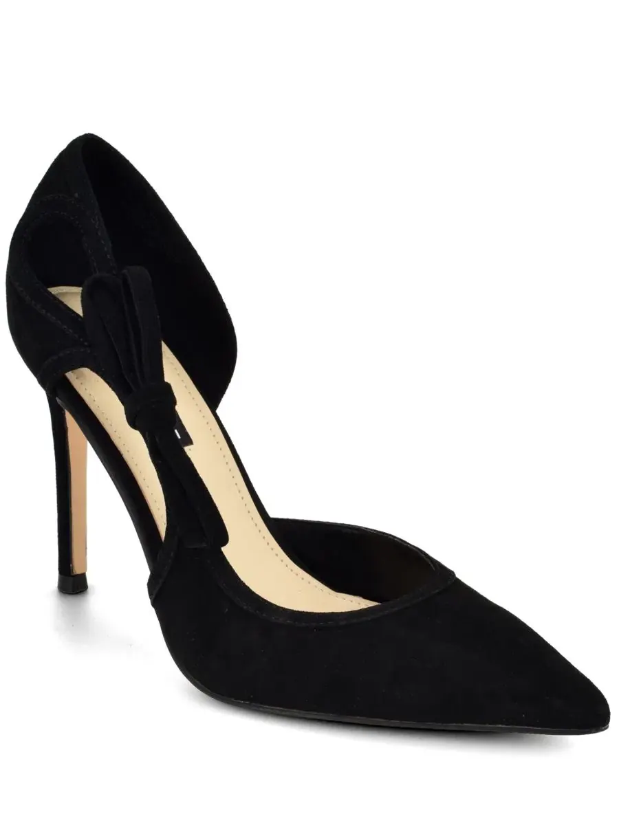 Туфли-лодочки с вырезом д'Орсе и бантом Famila Black Suede Nine West