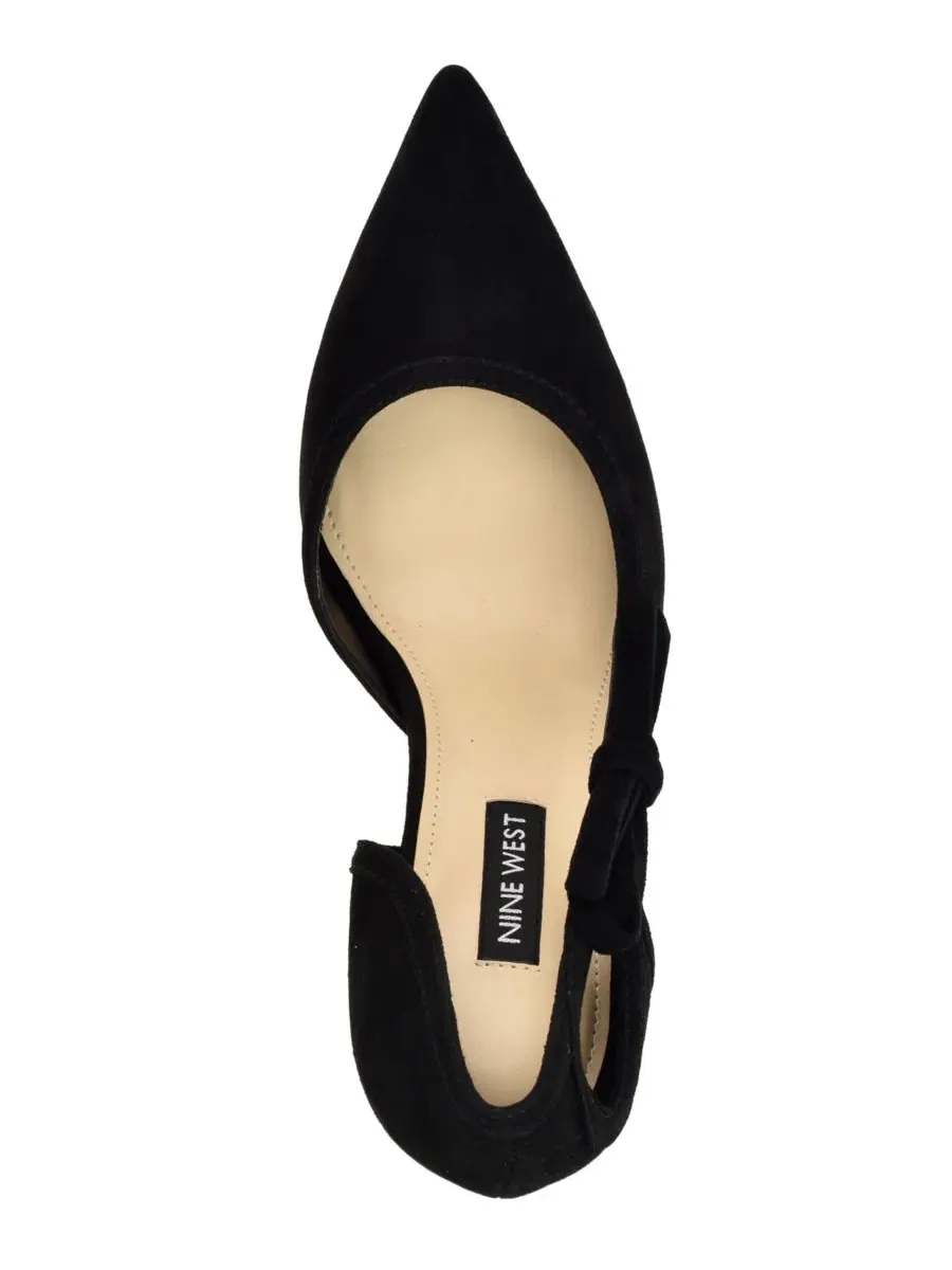 Туфли-лодочки с вырезом д'Орсе и бантом Famila Black Suede Nine West — изображение 4 из 5, черный