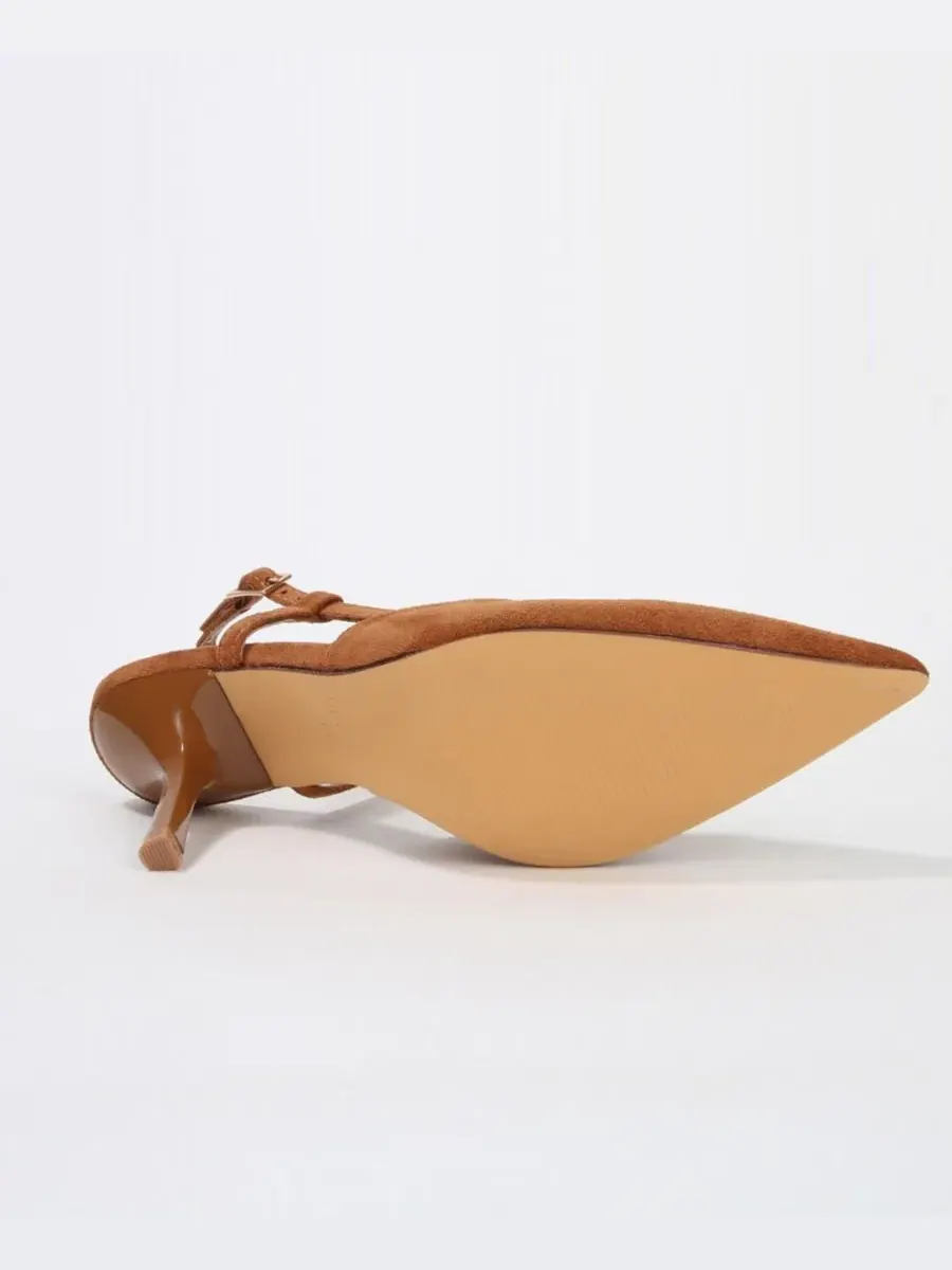 Туфли-слингбэки Carmella Pointed Toe Slingback Heels BERNESS — изображение 5 из 6, верблюжий