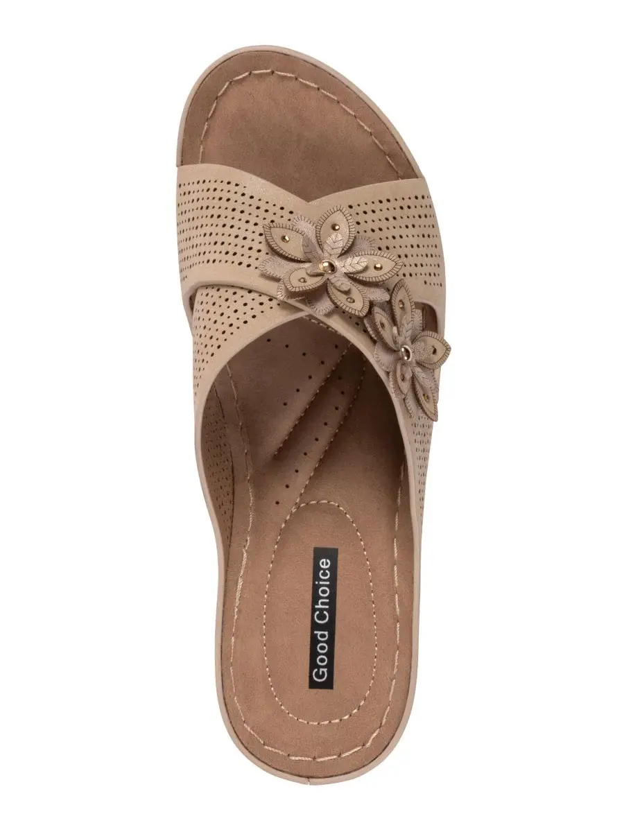Женские босоножки-сандалии на танкетке Nylie Slip-On Wedge Sandals GC Shoes — изображение 4 из 5, бежевый