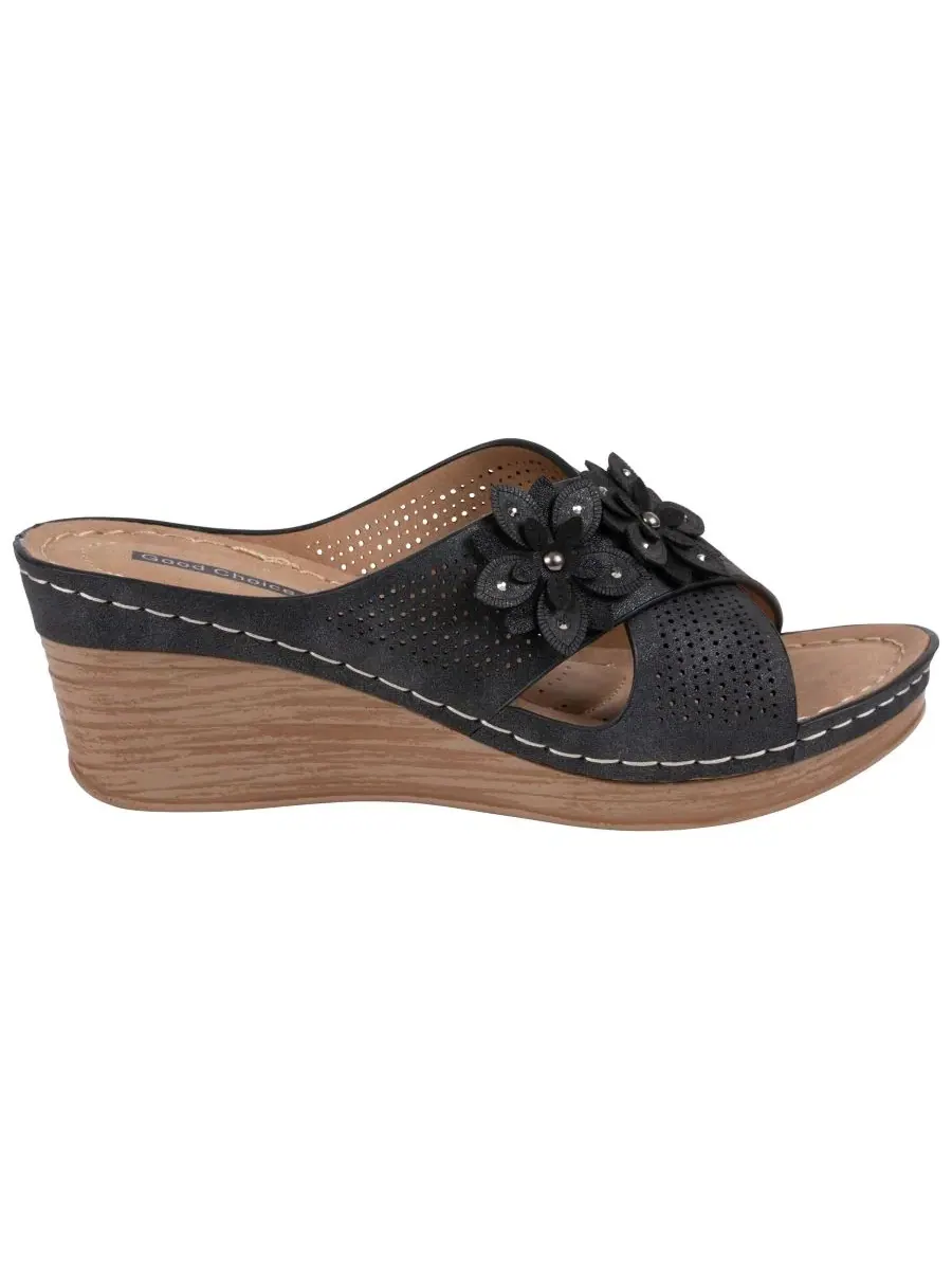 Босоножки-вьетнамки на танкетке Nylie, бренд GC Shoes — изображение 2 из 5, черный