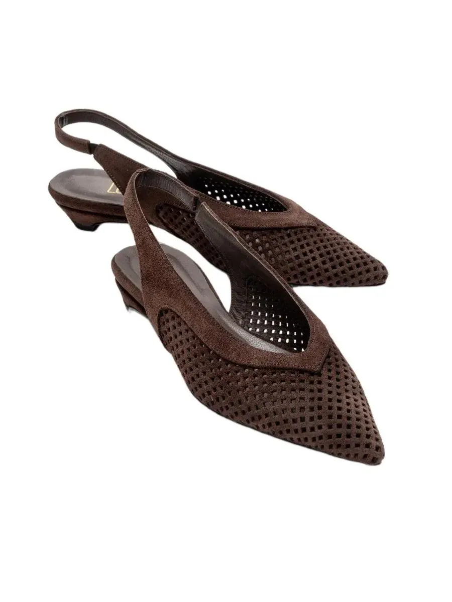 Женские кожаные туфли-лодочки Lieve с открытой пяткой Forever & Always Shoes — изображение 4 из 6, коричневый