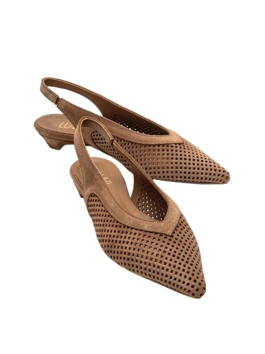 Женские кожаные туфли-лодочки Lieve с открытой пяткой Forever & Always Shoes — изображение 4 из 6, коньячный