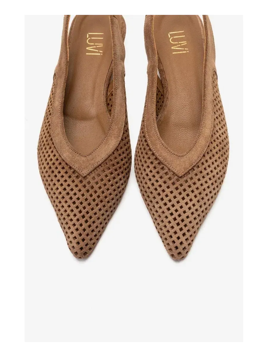 Женские кожаные туфли-лодочки Lieve с открытой пяткой Forever & Always Shoes — изображение 5 из 6, коньячный