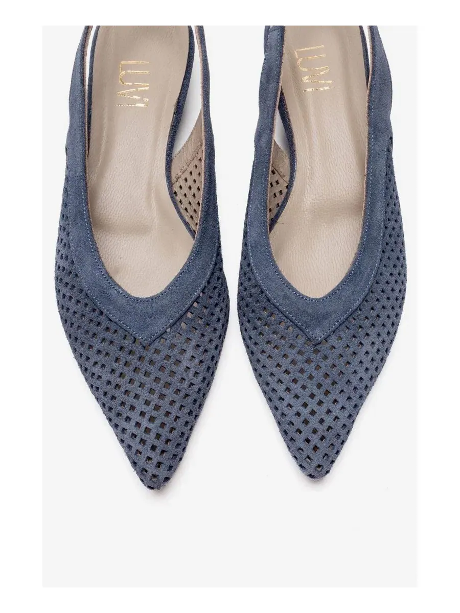 Женские кожаные туфли-лодочки Lieve с открытой пяткой Forever & Always Shoes — изображение 5 из 7, синий