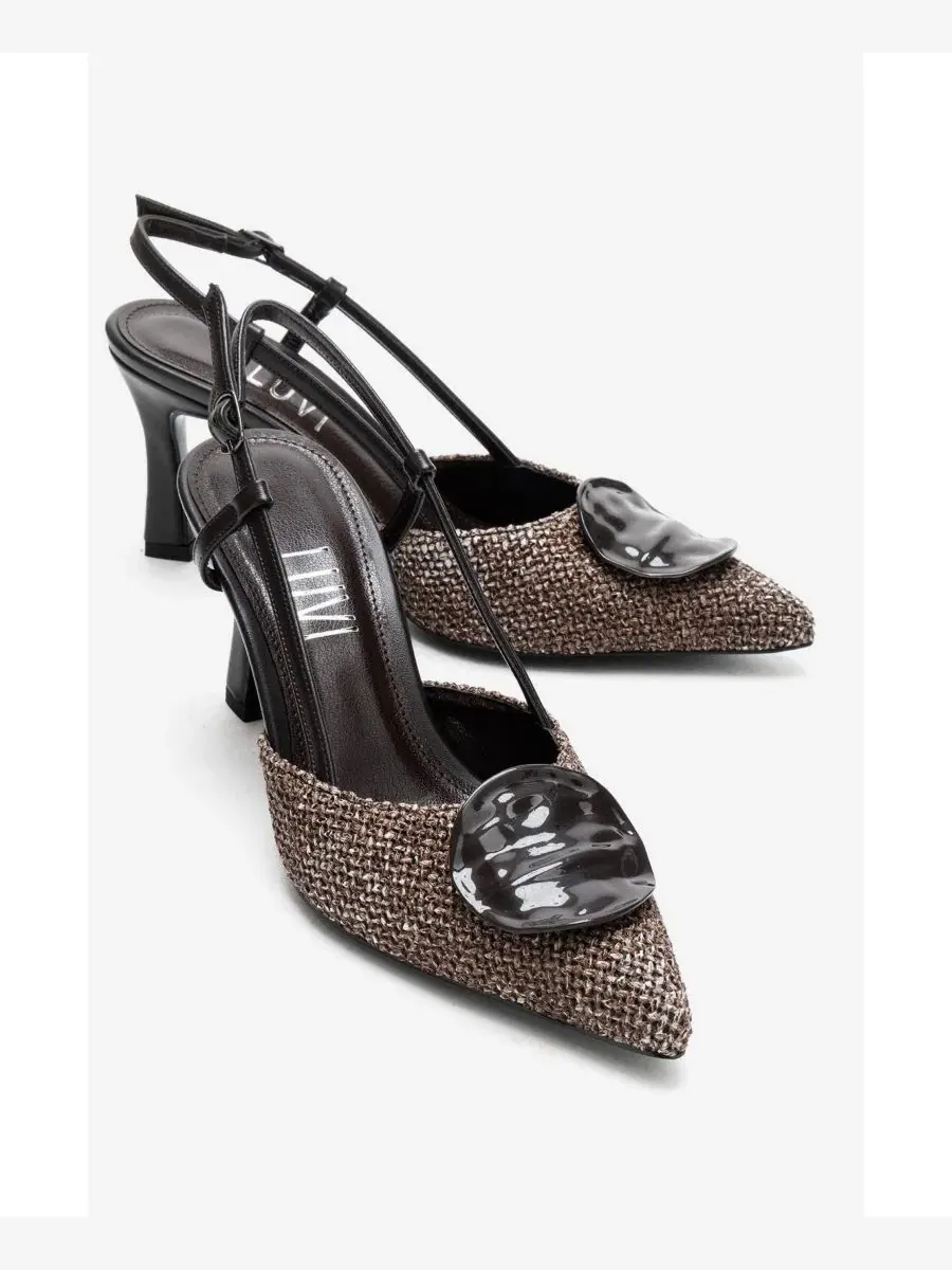 Женские туфли-лодочки Levia с плетеным носком и острым носком на ремешке Prologue Shoes — изображение 3 из 7, коричневый