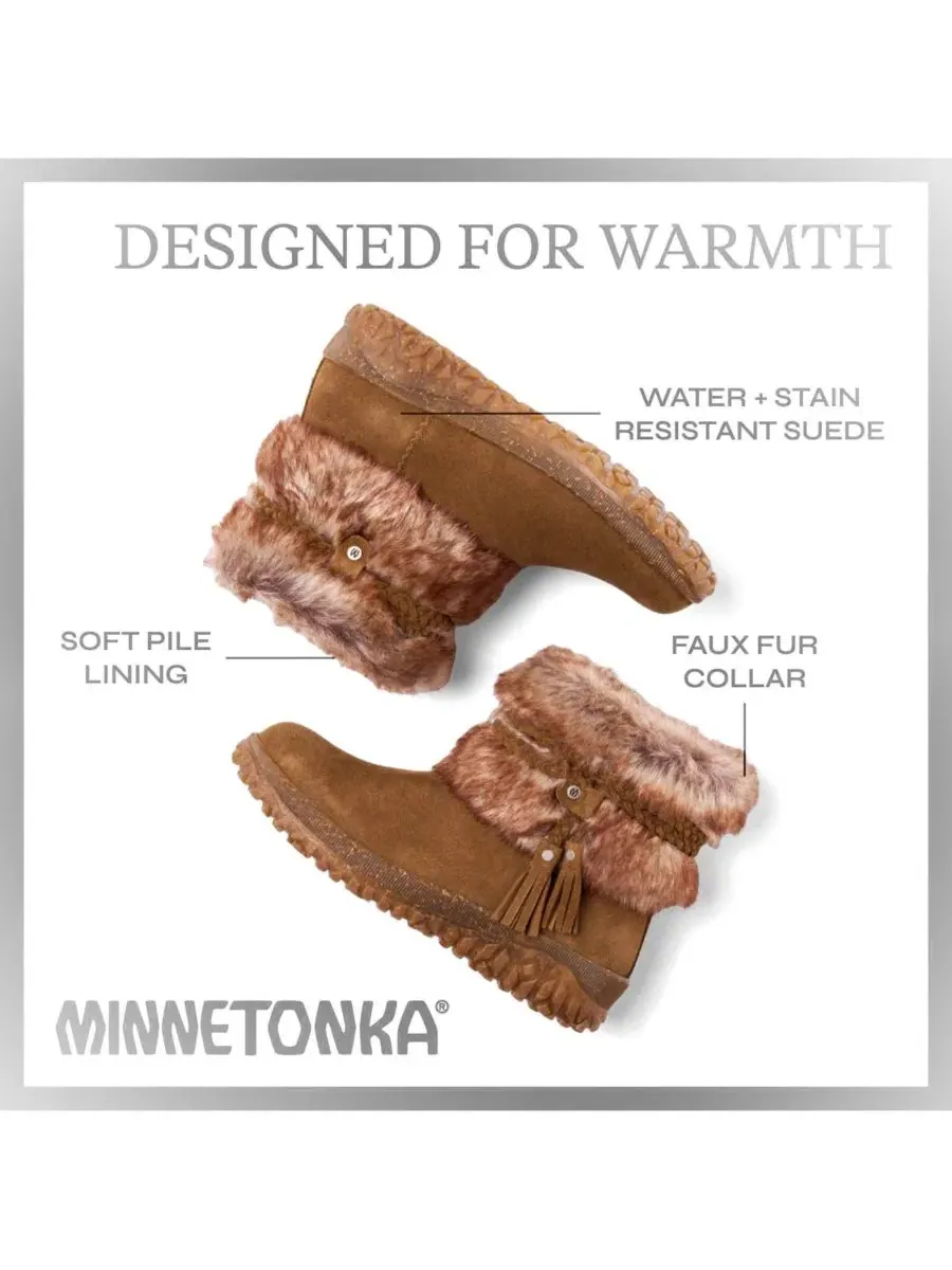 Женские зимние сапоги Everett 2 из замши с искусственным мехом Minnetonka — изображение 2 из 7, коричневый