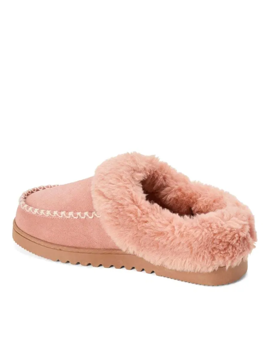 Женские тапочки-клоги из замши Blaine с плюшевой манжетой Dearfoams — изображение 6 из 7, розовый