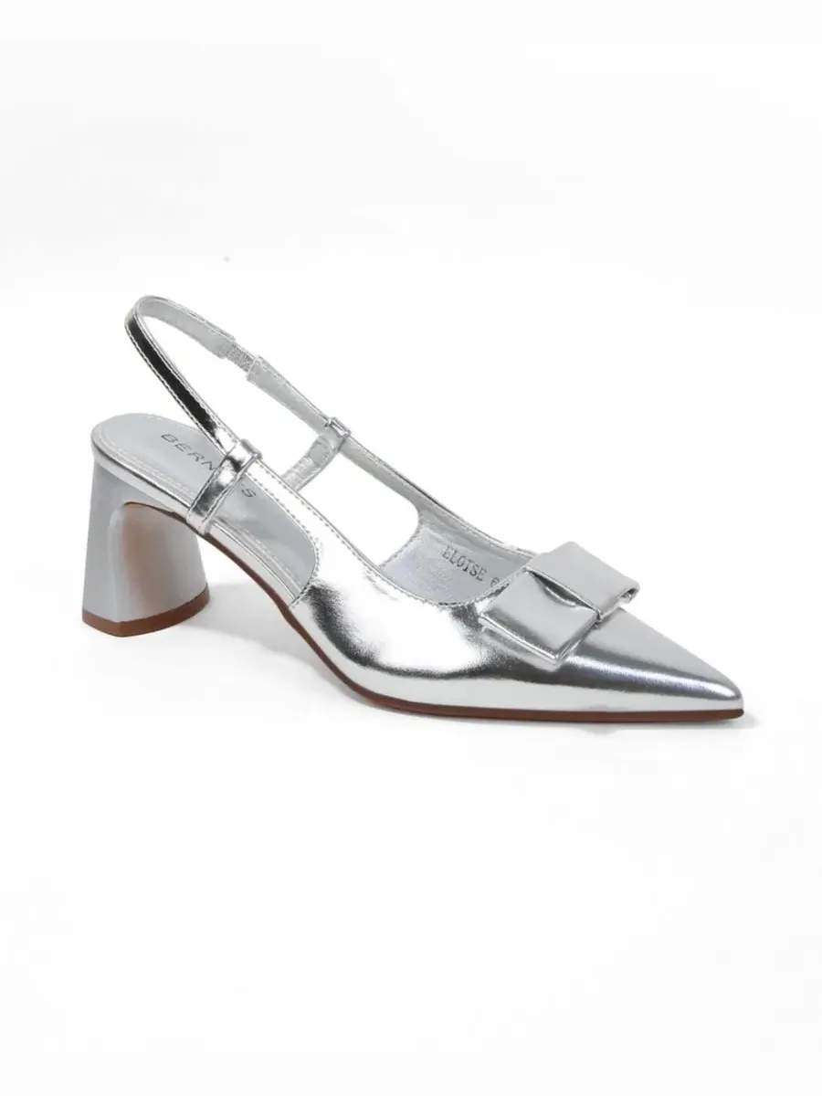 Туфли-лодочки Eloise Bow Accent Slingback Pumps BERNESS — изображение 1 из 7, серебряный
