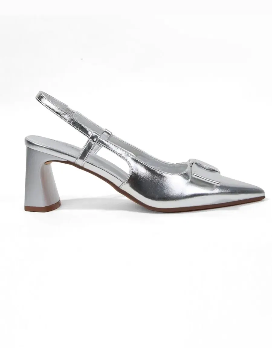Туфли-лодочки Eloise Bow Accent Slingback Pumps BERNESS — изображение 2 из 7, серебряный