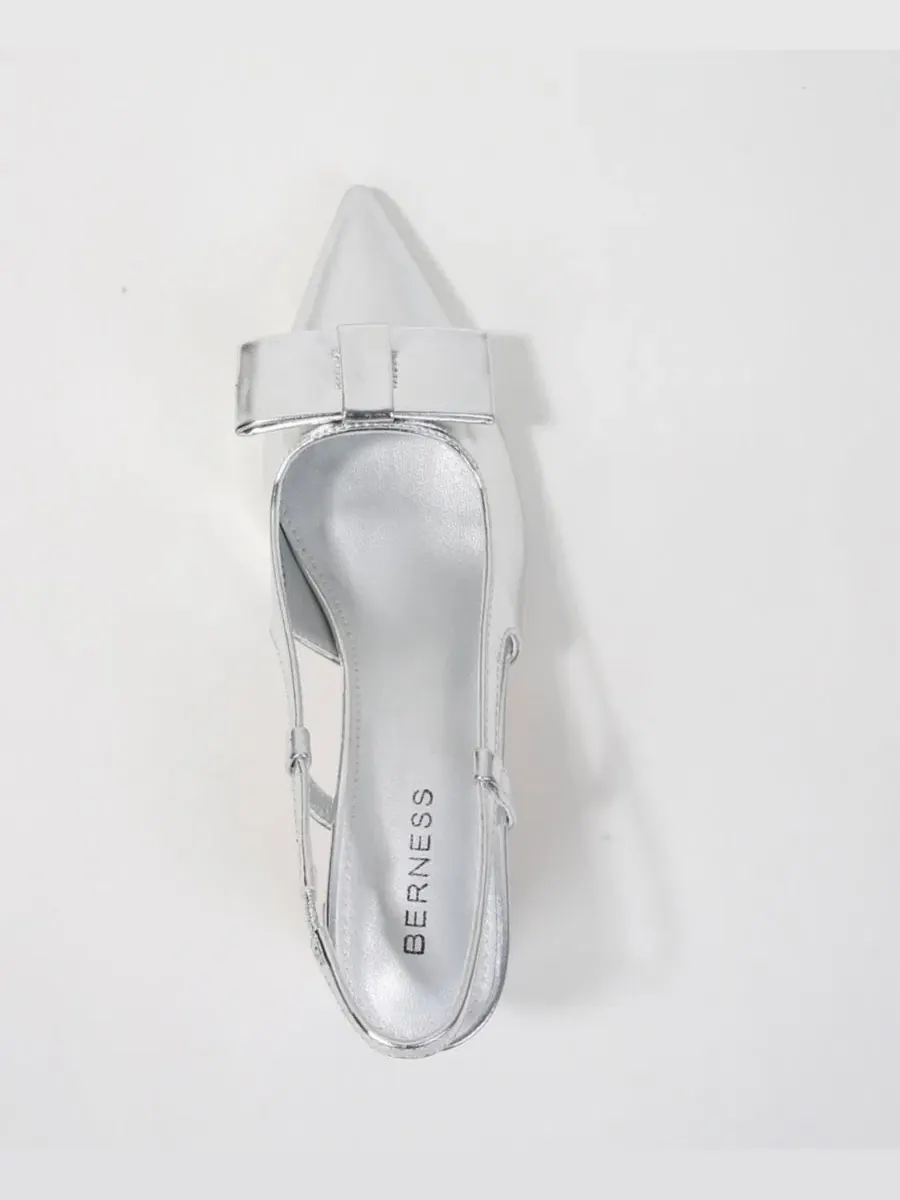 Туфли-лодочки Eloise Bow Accent Slingback Pumps BERNESS — изображение 4 из 7, серебряный