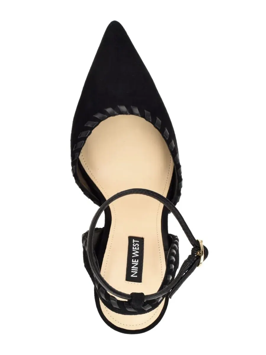 Туфли-лодочки с острым носком и ремешком на щиколотке Kenedy Suede Whipstitch Nine West — изображение 4 из 5, черный