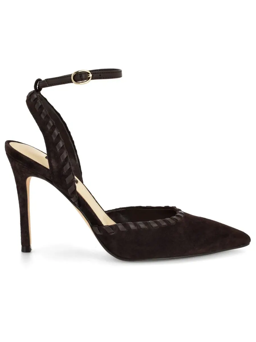 Туфли-лодочки Kenedy Suede Whipstitch Two-Piece Dress Pumps Nine West — изображение 2 из 5, темный коричневый
