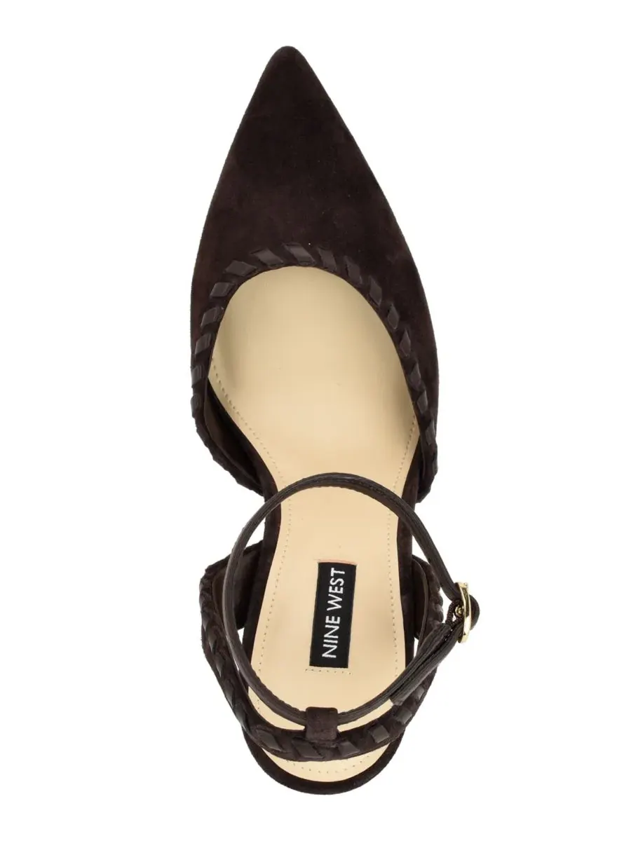 Туфли-лодочки Kenedy Suede Whipstitch Two-Piece Dress Pumps Nine West — изображение 4 из 5, темный коричневый