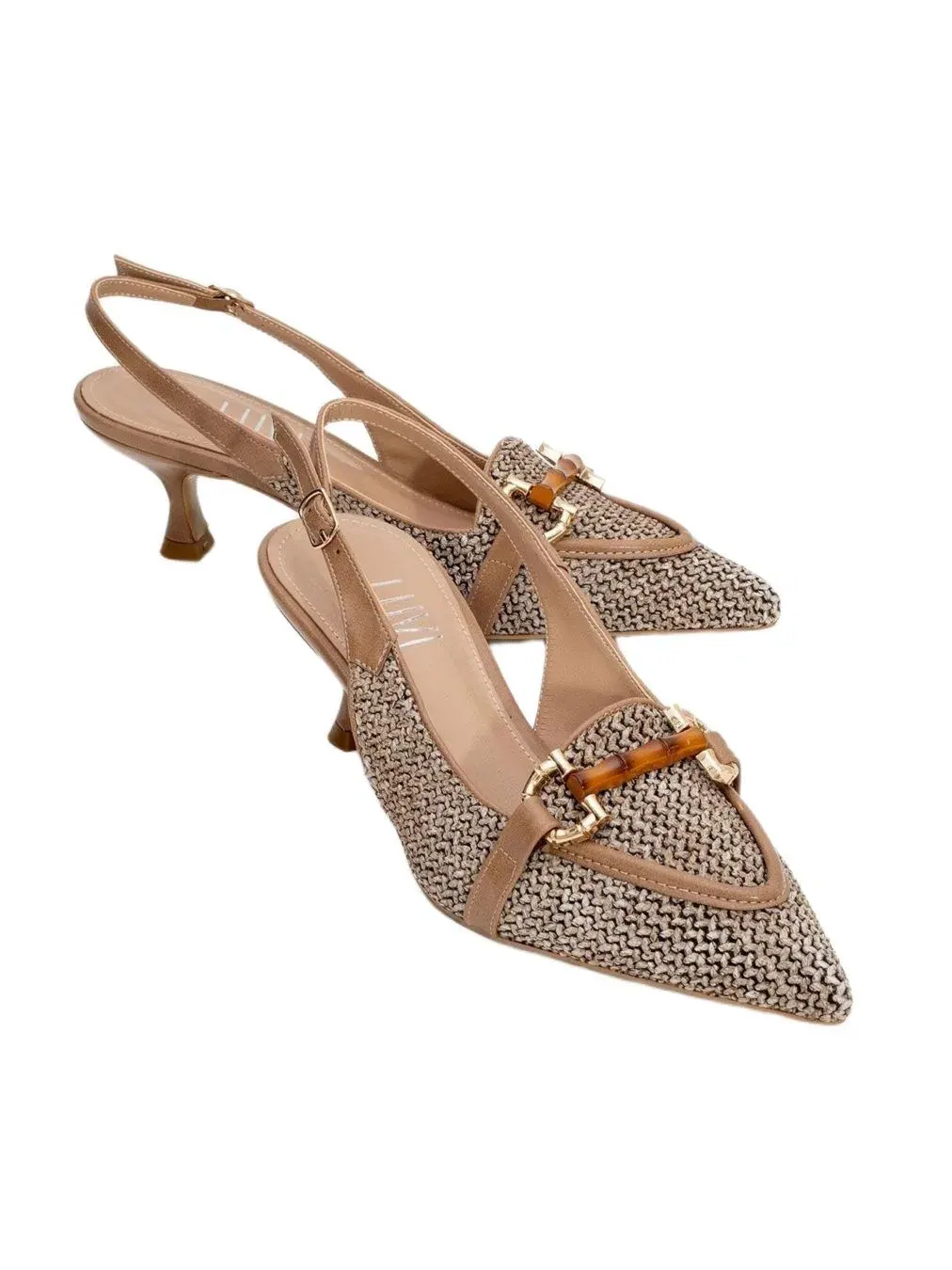 Туфли-лодочки Osca Pointed Toe Buckled Slingback Pump Prologue Shoes — изображение 2 из 6, бежевый
