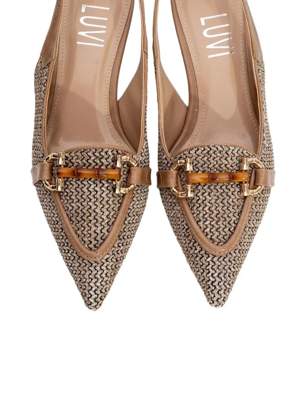 Туфли-лодочки Osca Pointed Toe Buckled Slingback Pump Prologue Shoes — изображение 3 из 6, бежевый
