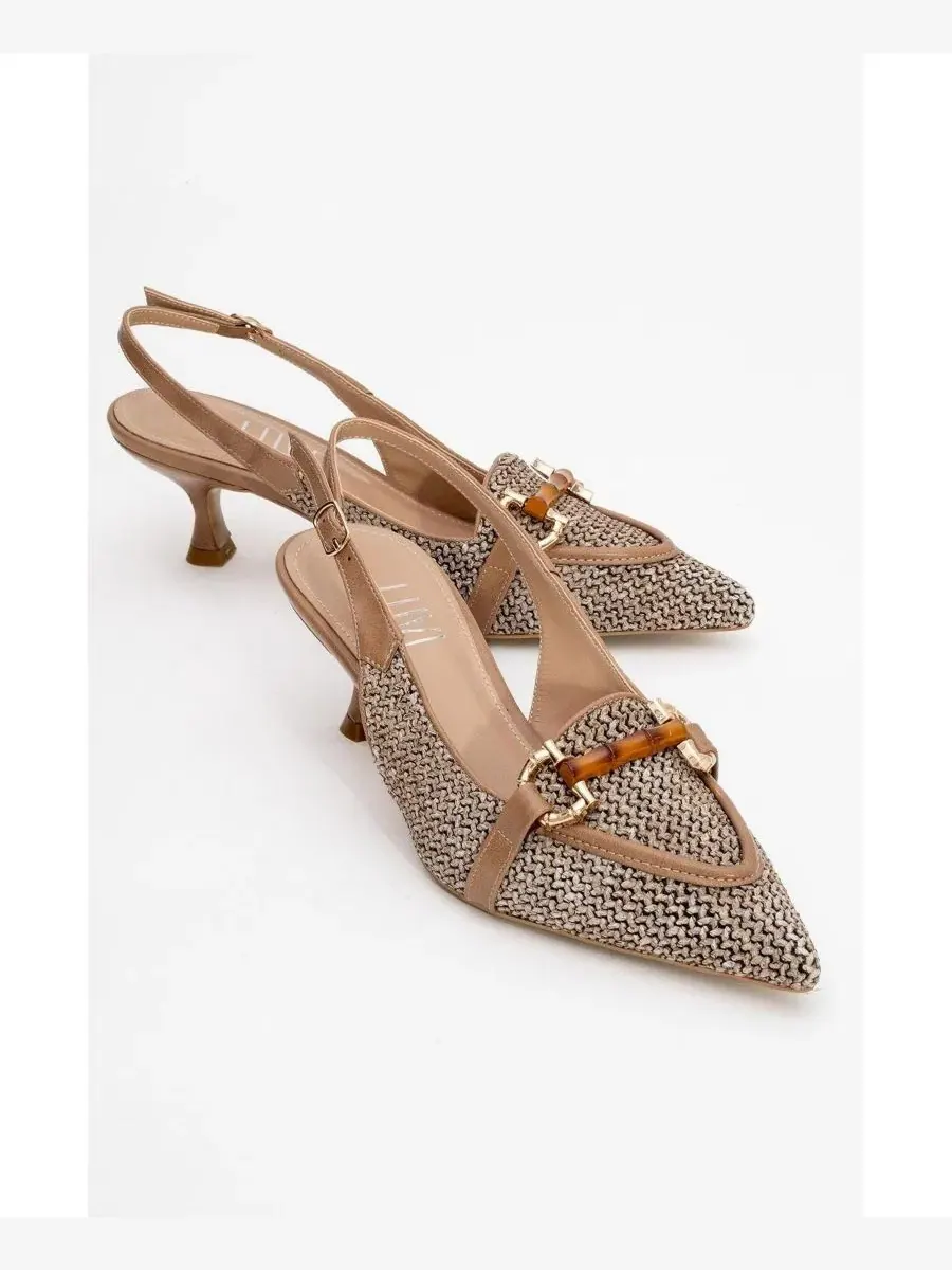 Туфли-лодочки Osca Pointed Toe Buckled Slingback Pump Prologue Shoes — изображение 6 из 6, бежевый