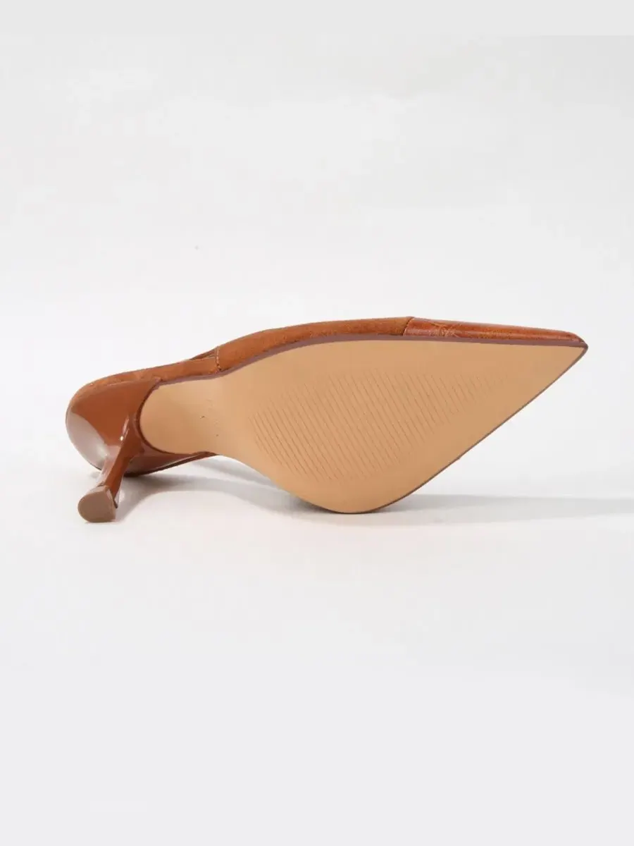 Туфли-лодочки Florrie Croco Toe Cap Faux Suede Slingbacks BERNESS — изображение 5 из 6, верблюжий