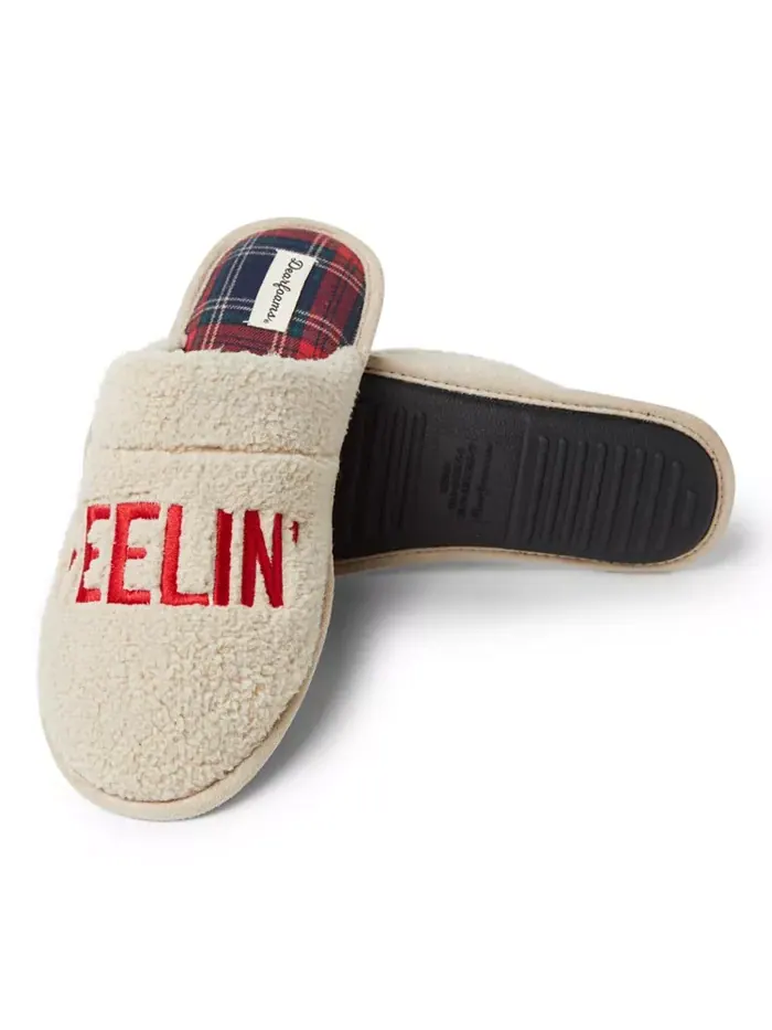 Мужские тапочки Tyler Novelty Holiday Christmas Scuff Dearfoams — изображение 5 из 5, бежевый