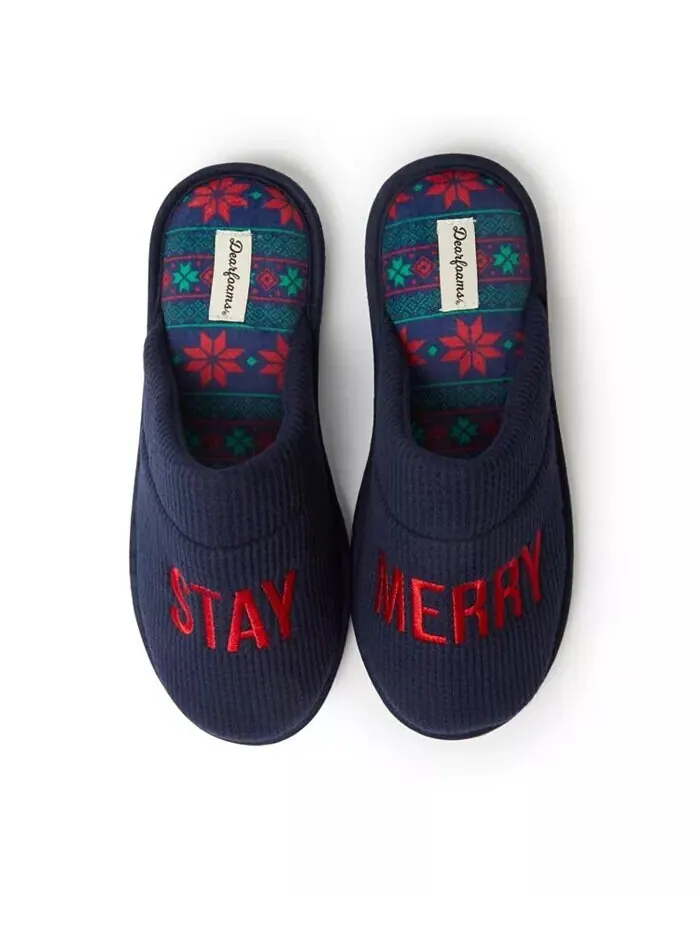 Мужские тапочки Tyler Novelty Holiday Christmas Scuff Dearfoams — изображение 1 из 5, темно-синий
