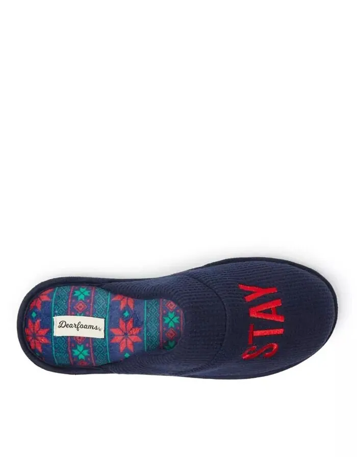 Мужские тапочки Tyler Novelty Holiday Christmas Scuff Dearfoams — изображение 4 из 5, темно-синий