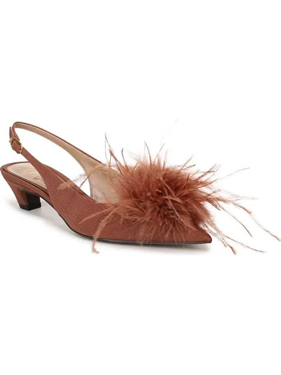 Туфли-лодочки с перьями Finch Feather Sam Edelman — изображение 1 из 5, коричневый