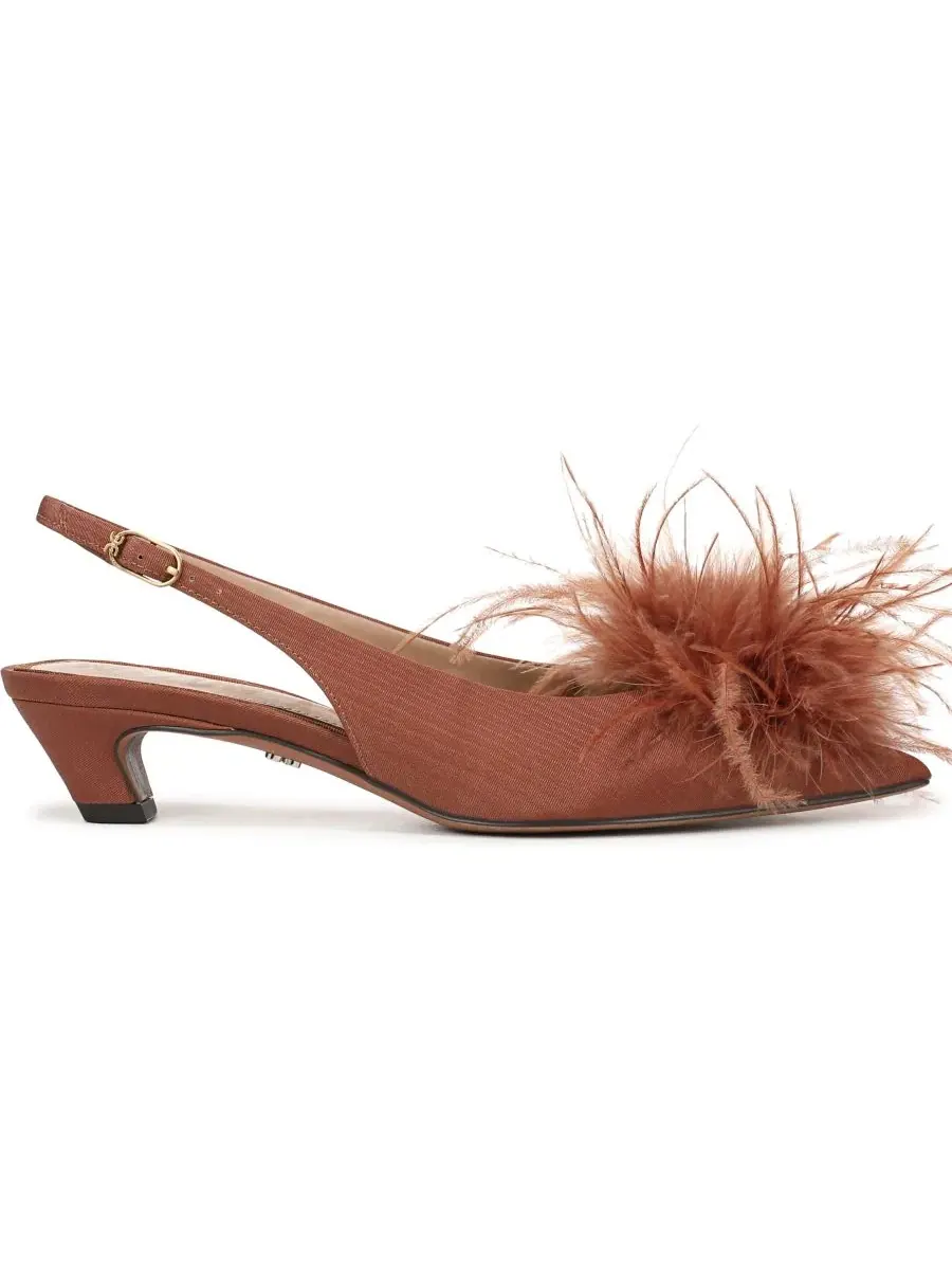 Туфли-лодочки с перьями Finch Feather Sam Edelman — изображение 2 из 5, коричневый