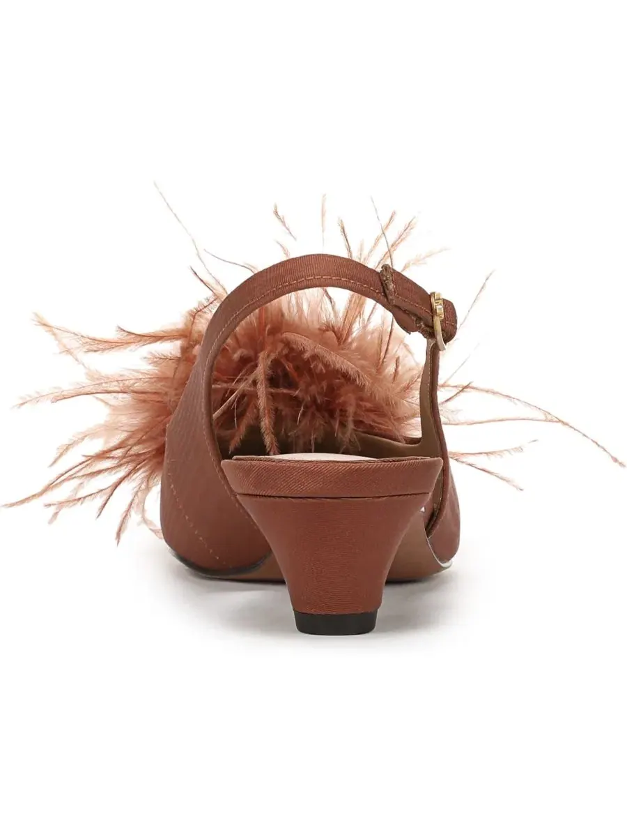Туфли-лодочки с перьями Finch Feather Sam Edelman — изображение 3 из 5, коричневый