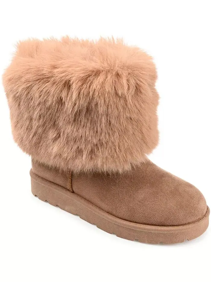 Женские сапоги Shanay Lug Sole Faux Fur для холодной погоды Journee Collection — изображение 1 из 6, бежевый