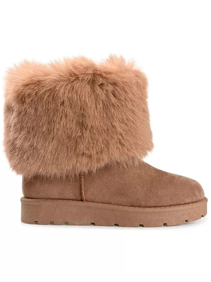 Женские сапоги Shanay Lug Sole Faux Fur для холодной погоды Journee Collection — изображение 2 из 6, бежевый
